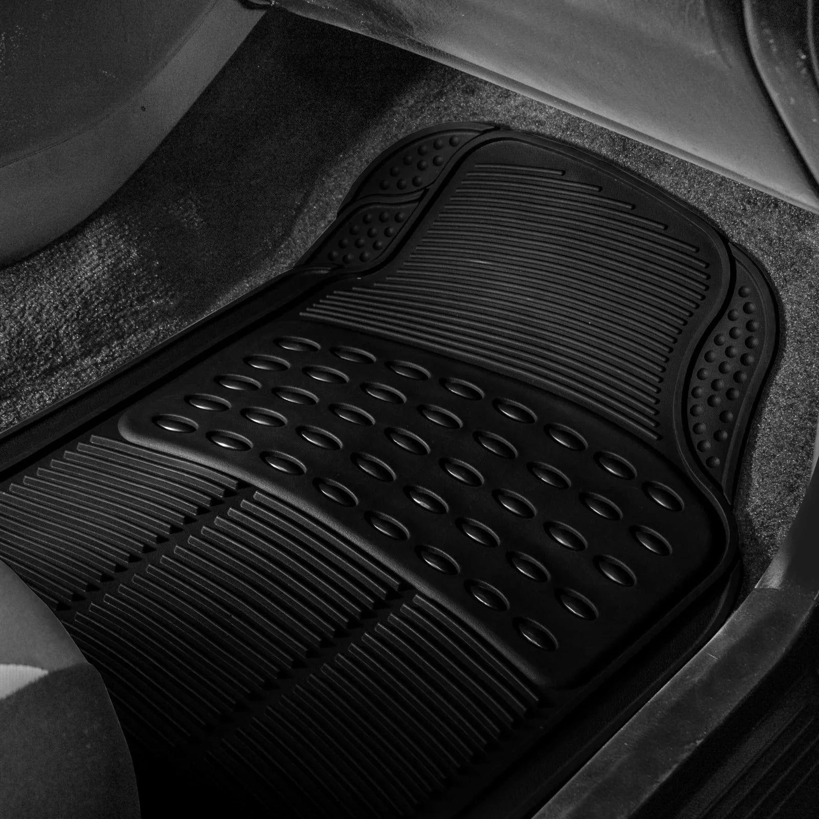 (4PC)  All Weather Car Floor Mats, Universal Design, Car Floor Mats With Grip Ridges, Waterproof, For Cars, Trucks And SUVs