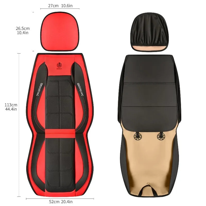 Car seat covers, with the front single seat fully covered in PU leather, waterproof, wear-resistant, soft and comfortable