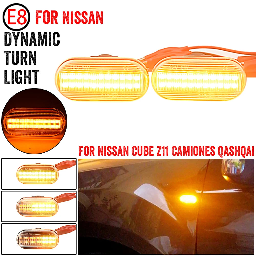 New LED Dynamic Turn Signal Light For Nissan Tiida C11 Note E11 Micra K12 NP300 Navara D40 Qashqai J10 Side Mirror Repeater Lamp