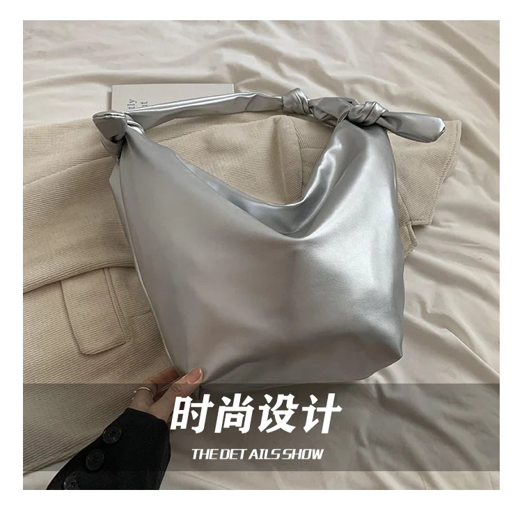 Leisure soft large-capacity bag female 2024 new fashion work shoulder bag college students relax tote bag