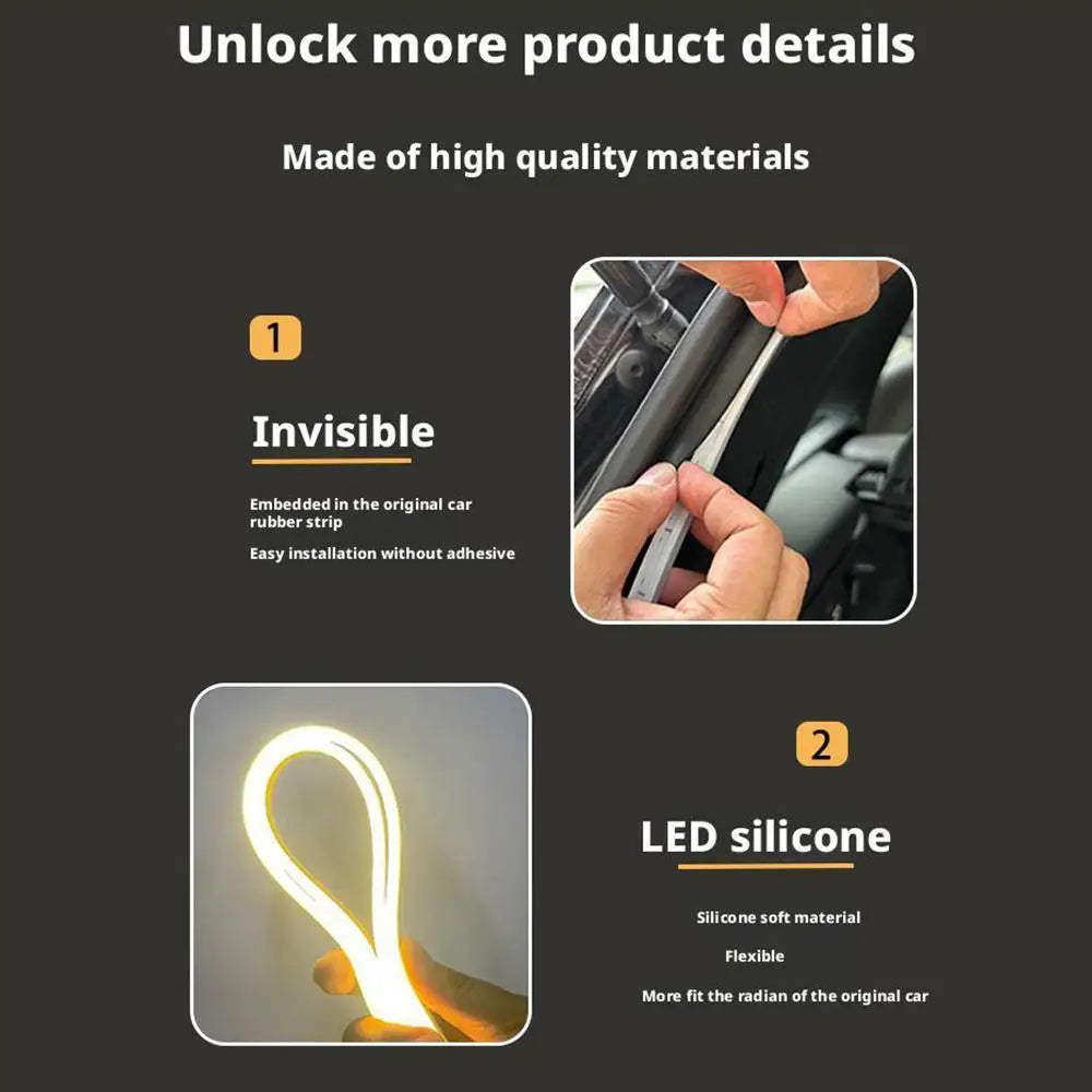 Car Trunk LED Light Strip - High-brightness, Auto-sensor & No Wiring, Ambient Decorative Light for Interior Modification