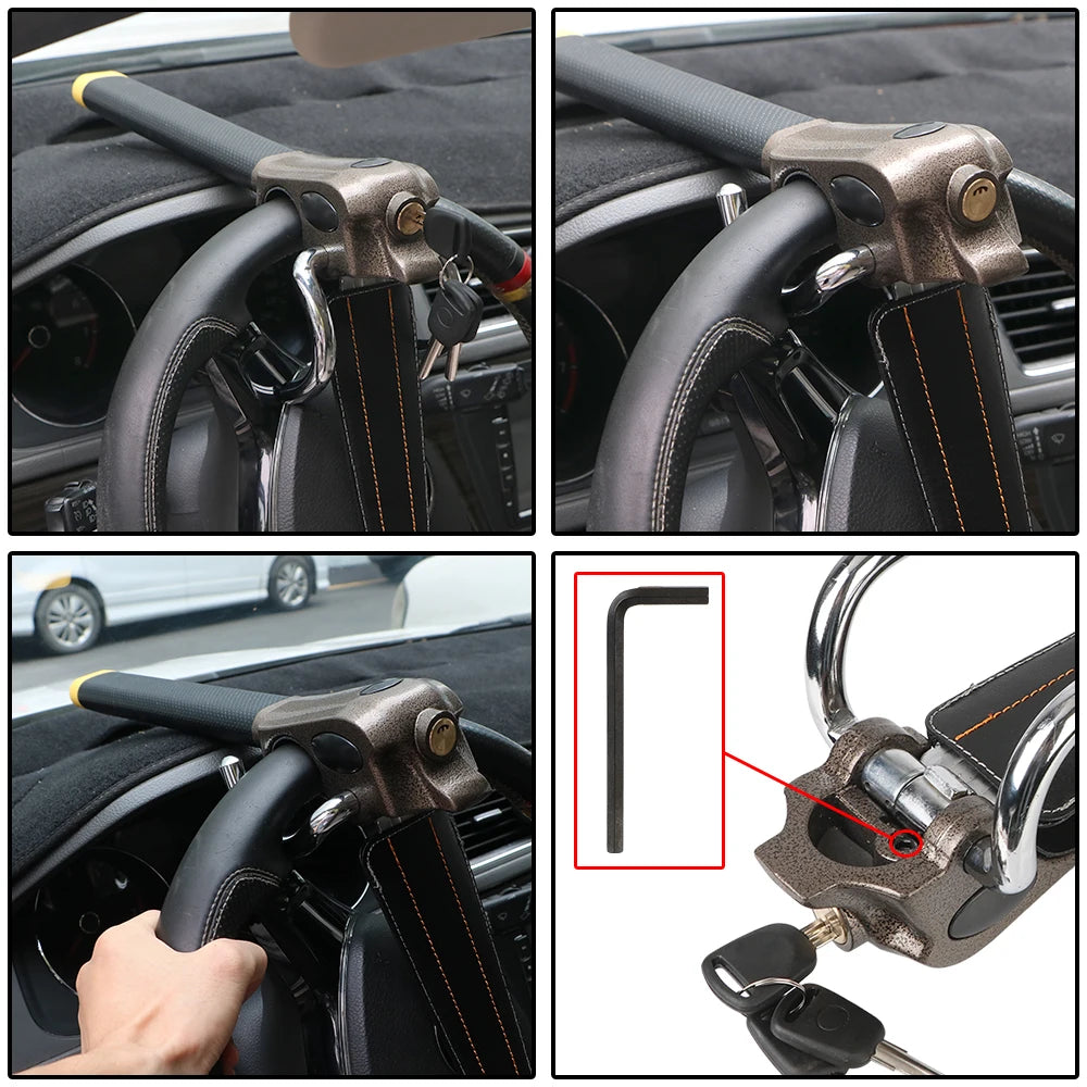 Car Steering Wheel Anti-Theft Lock Protection T-Locks Car Accessories Foldable Security Car Locks Automobile Steering Lock