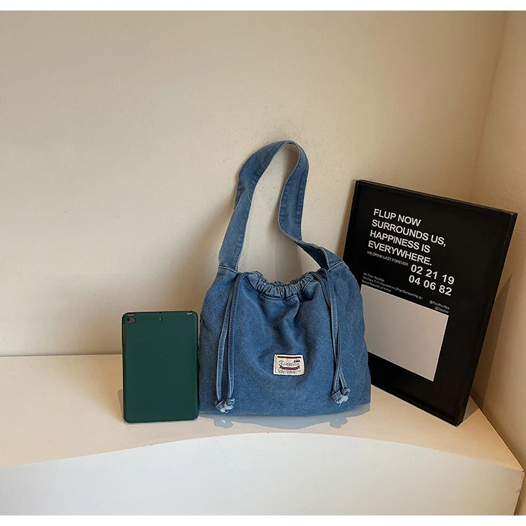 New denim dumpling bag, women's crossbody bag, simple and versatile small shoulder bag for class commuting
