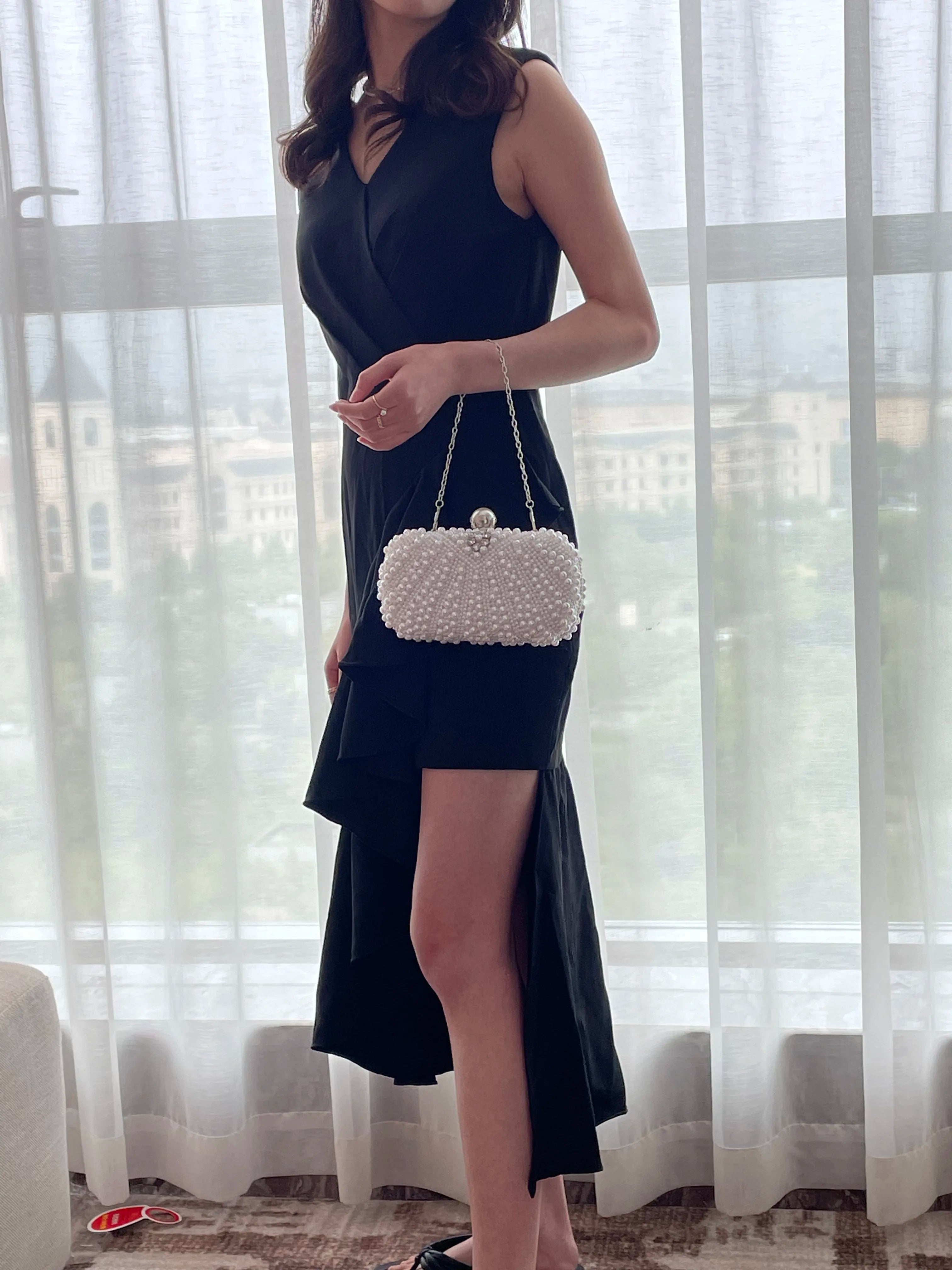 Elegant pearl evening bag, evening dress bag, formal party bag, ball bag, clutch bag, chain bag