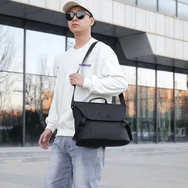 Fashion trend simple atmosphere high-density waterproof fabric casual business men's shoulder handbag crossbody bag masculinity