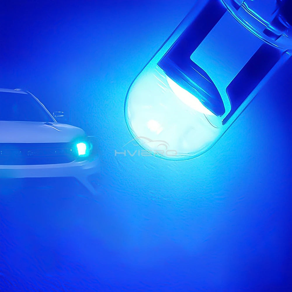 4X Car W5W 194 T10 LED Glass Housing Cob Auto Bulb White Red Blue Yellow Trunk Wedge License Plate Lamp Dome Tail Backup Light