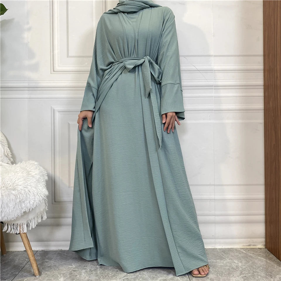 Abaya Women Muslim Long Dresses African Open Kaftan Dubai Turkey 2 Piece Set Luxury Islam Morocco Clothing Caftan Fashion Modest