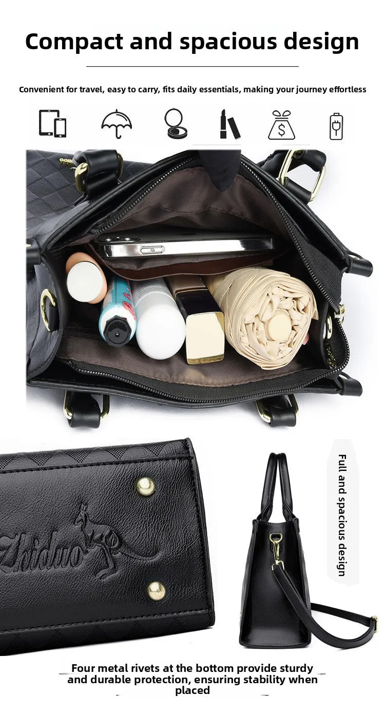 Fashionable Large Women's Handbag Shoulder Bag Crossbody Bag for Middle-Aged Mothers PU Material Boston Bag Style Summer Hot...