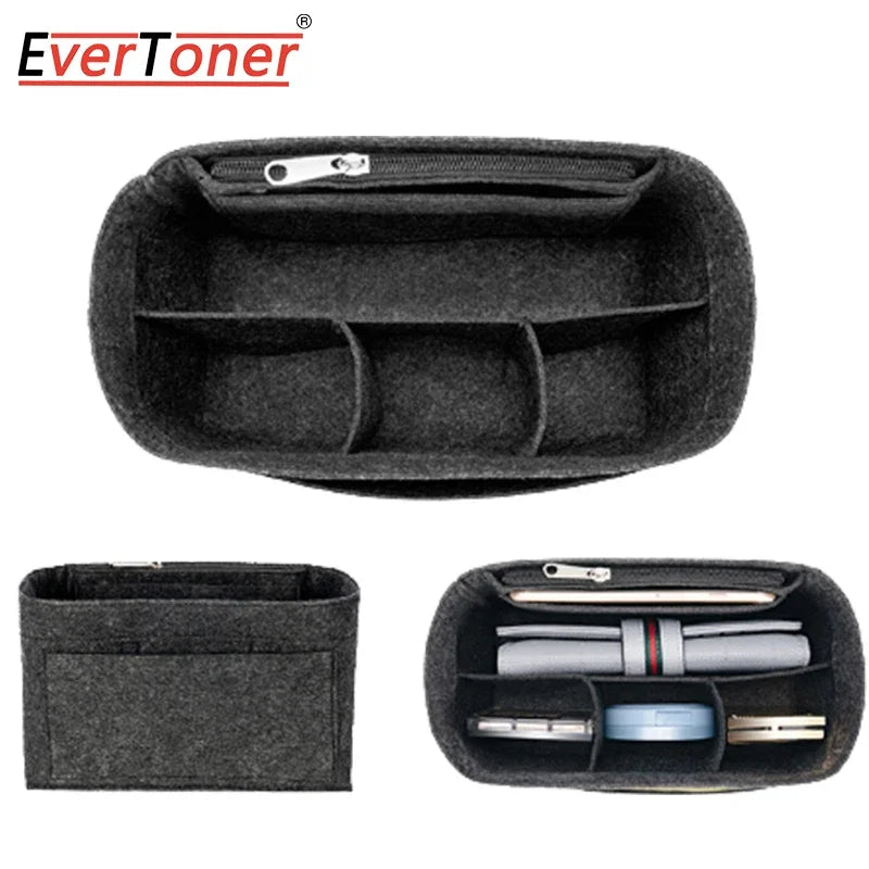EverToner Felt Insert Bag Micro Makeup Handbag Organizer Travel Inner Purse Cosmetic Inside Bags
