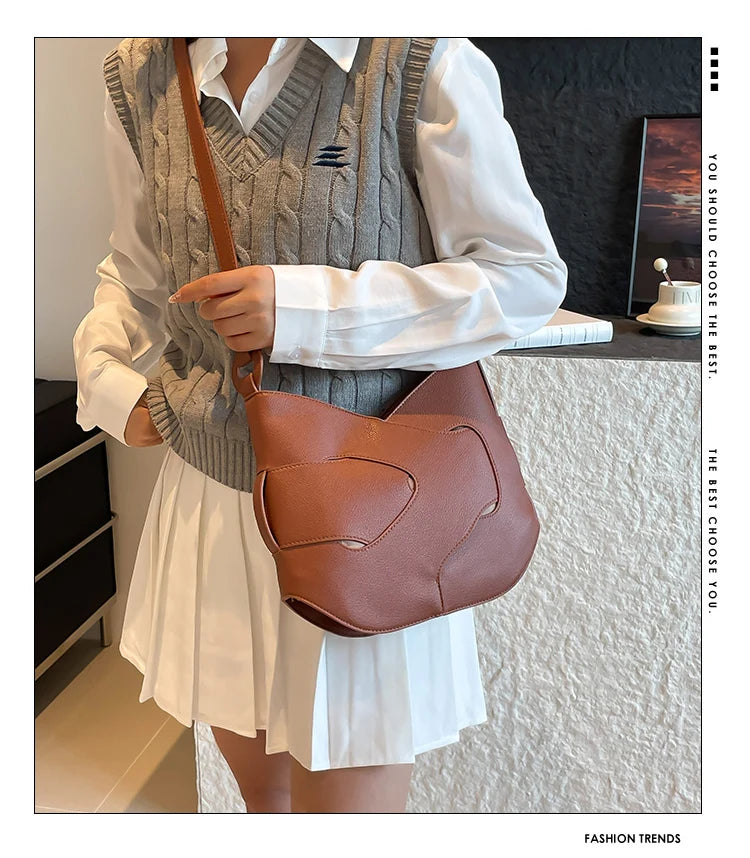 Luxury Designer Bag Fashion Women's PU Leather Shoulder Bag Minimalism Solid color Crossbody Bags for Women Ladies Handbag