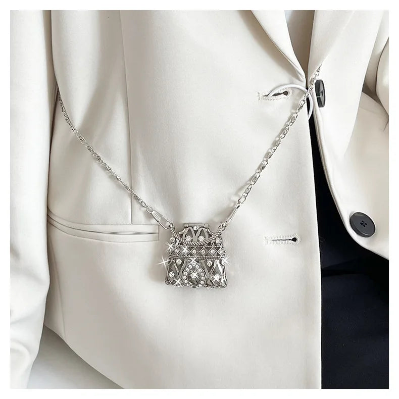 Female Ring Evening Bags Metal Gold/Sliver Rhinestone Round Ball Handbags Elegant Luxury Clutch Purse Small Wedding Wallets