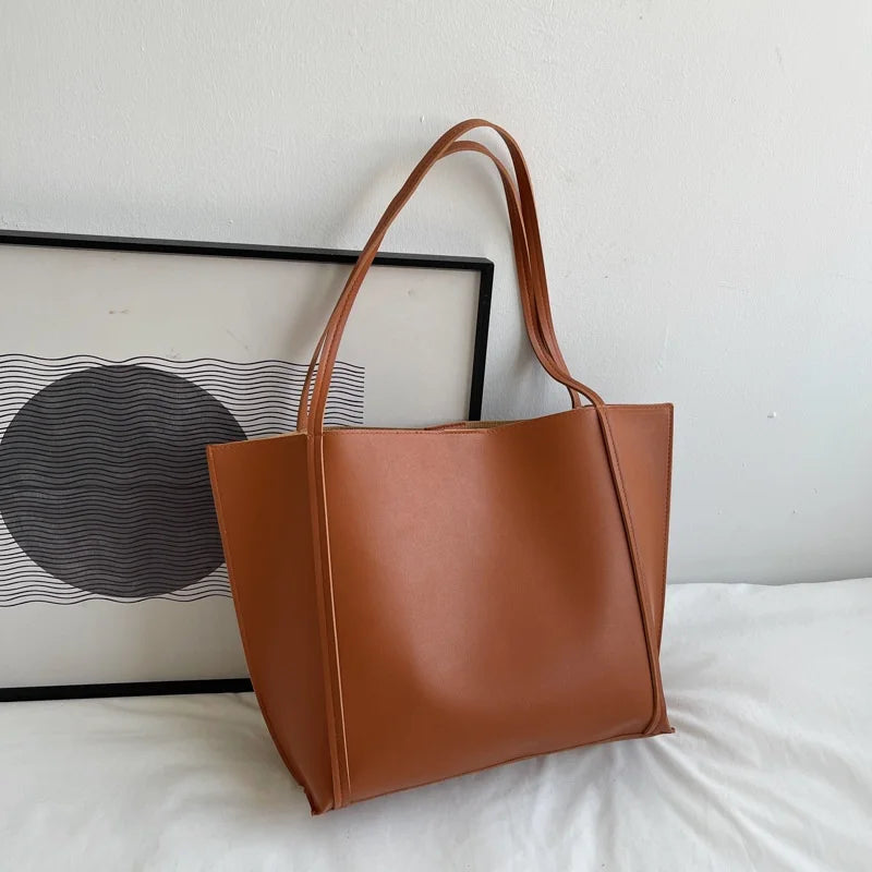 Large Capacity Shoulder Bag Trendy Pu Leather Tote Bags Solid Color Ladies Handbag Women's Fashion Underarm bags