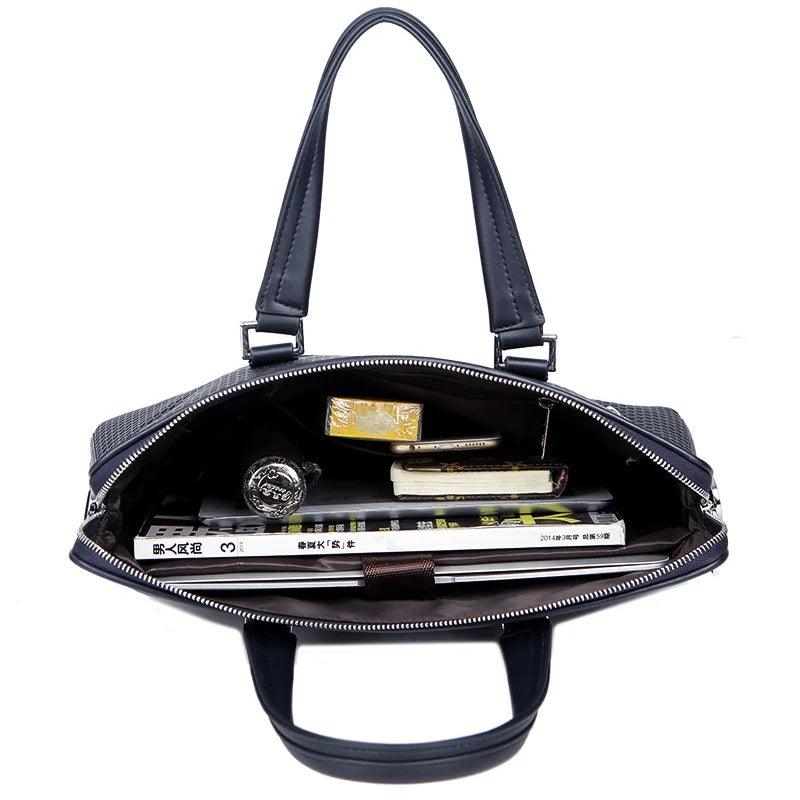 Leather Laptop Bags For Men Luxury Handbags Man Shoulder Computer Notebook Bag For 14.1" Macbook Air DELL HP ASUS 2025 Fashion