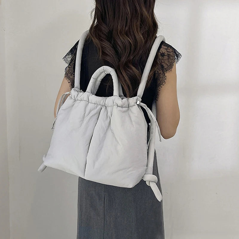 Fashion Casual Large Capacity Puffer Tote Bag Designer Padded Nylon Women Shoulder Bags Handbags Knotted Strap Crossbody Bags