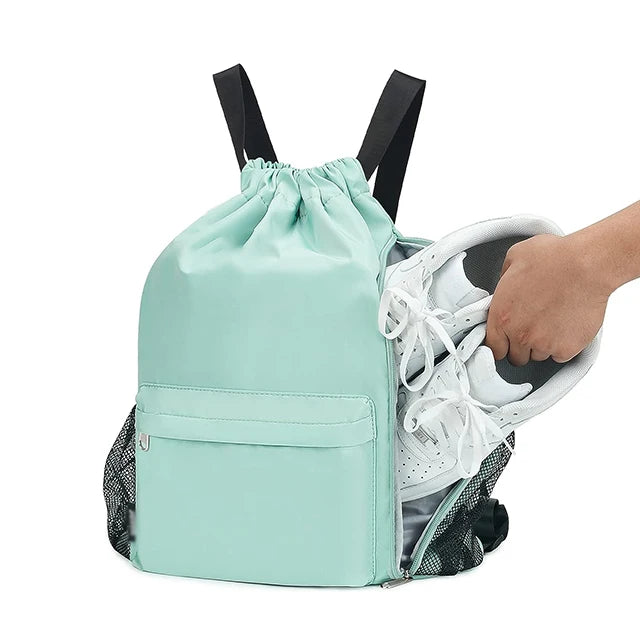 Custom Sports Gym Bags With Side Pocket For Men Women Drawstring Backpack Water Resistant Drawstring Bags Gym Backpack