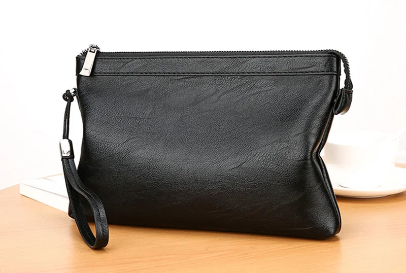 Fashion Brand Design Business Clutch Bag High Quality PU Leather Envelope Bags Casual Travel Men's Wallet Cell Phone Pocket