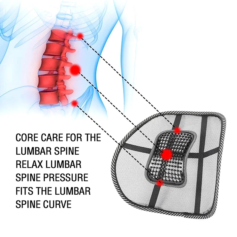 Ergonomic Lumbar Back Support Cushion - Soothing Massage & Mesh Design - Universal Fit for Car, Truck, Office & Home - Durable,