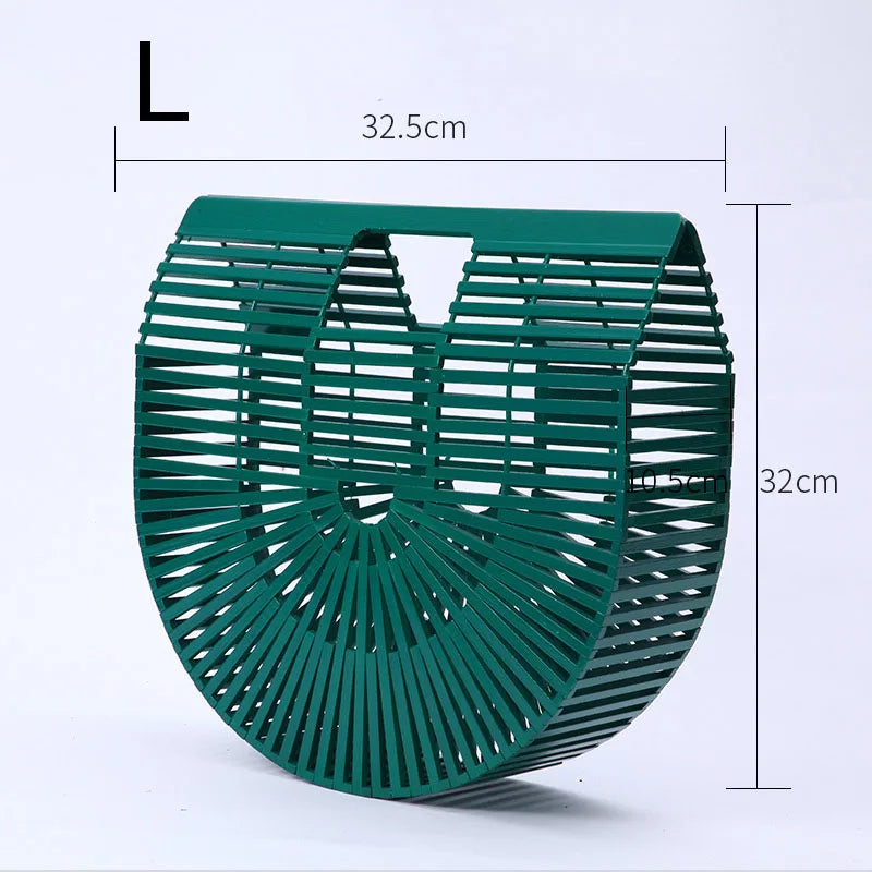 Fashion Straw Bag Bamboo Semi-circular Handbags High quality Hand woven Women Bags Bohemia Summer Ladies Beach Bag Bamboo Bags