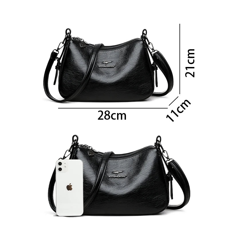 Luxury Designer Ladies Handbags New High Quality Leather Shoulder Bag for Women Female Retro and Minimalist Crossbody Bag Purses