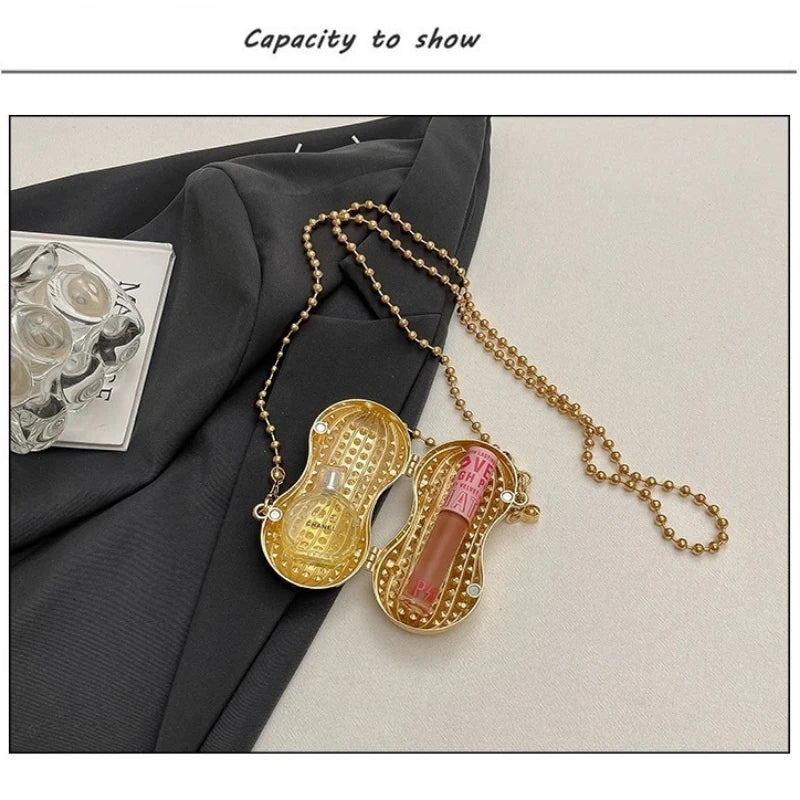 Luxury Diamond Inlay Peanut Shape Crystal Clutch Purse Stones Evening Wedding Party Shoulder Bag Handle Rhinestone Mini Handbags