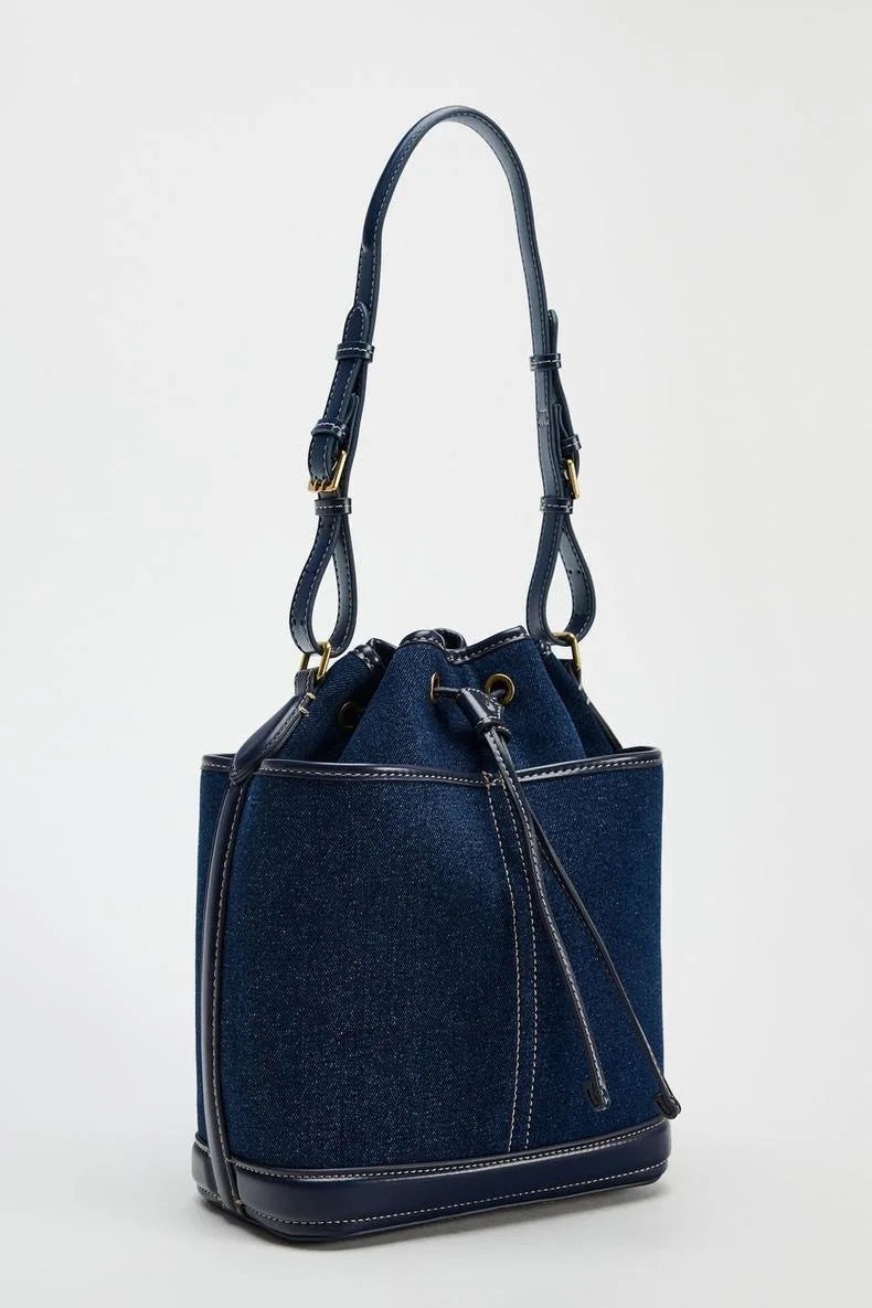 Fashion Denim Bucket Bags for Women Luxury Designer Handbags High Quality Canvas Shoulder Bag 2025 New Drawstring Women's Bag
