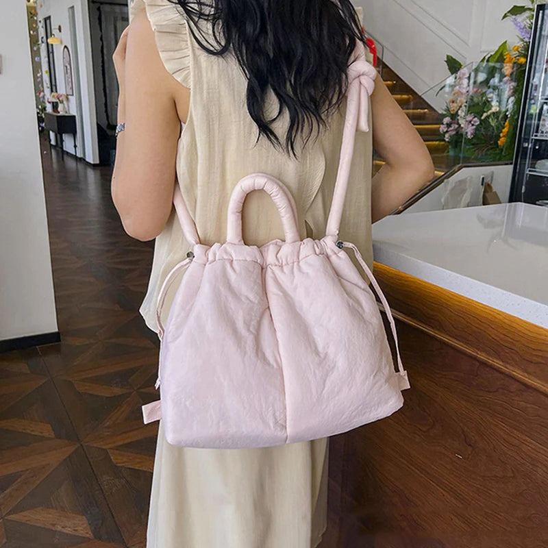 Fashion Casual Large Capacity Puffer Tote Bag Designer Padded Nylon Women Shoulder Bags Handbags Knotted Strap Crossbody Bags