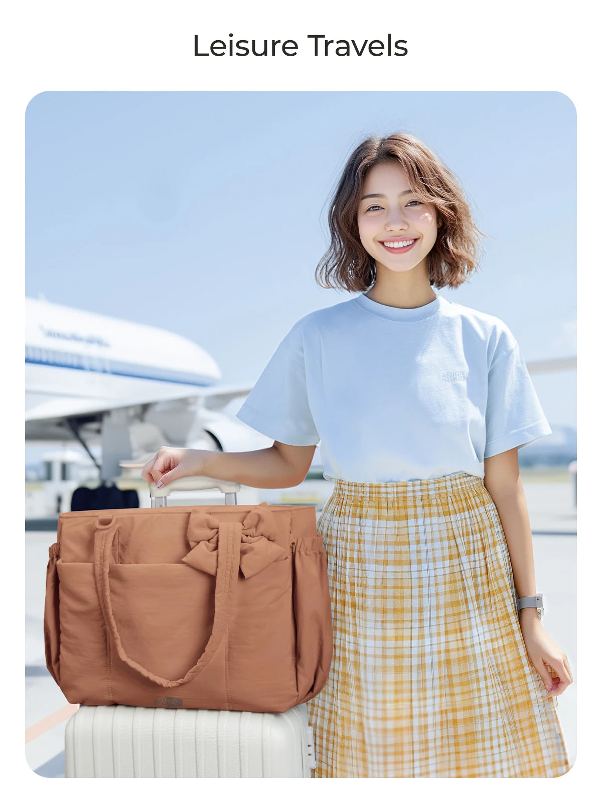 BAGSMART Padded Tote Bag With Bow Casual Quilted Padded Women Shoulder Bags Fit 15.6in Laptop Large Capacity Yoga Gym Bags