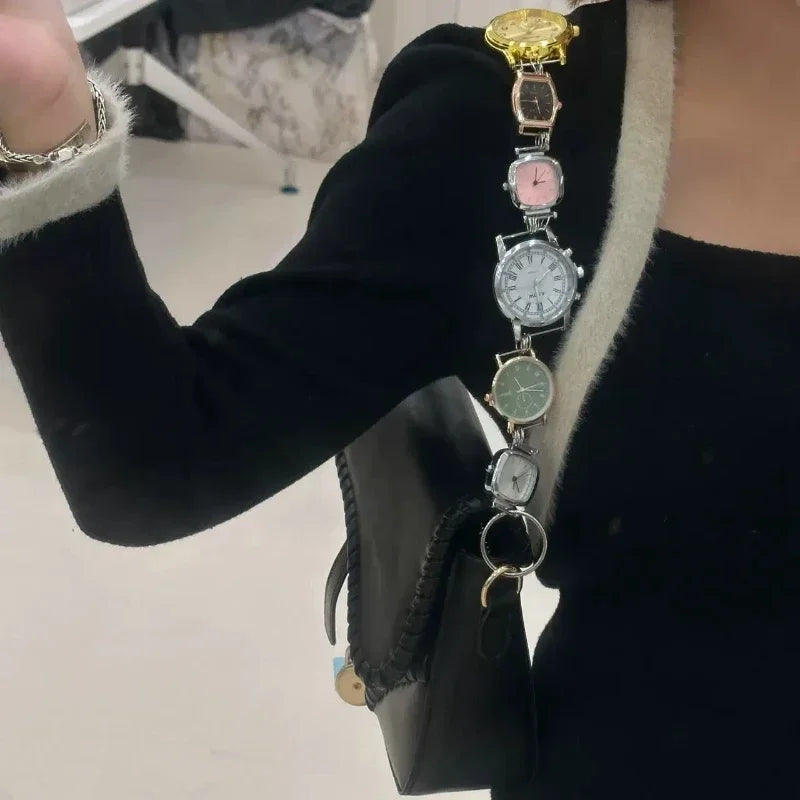 Designer Luxury Saddle Bag Women 2025 New In Fashion Chic Metal Watch Strap Shoulder Bag Trend Graffiti Novelty Female Bags