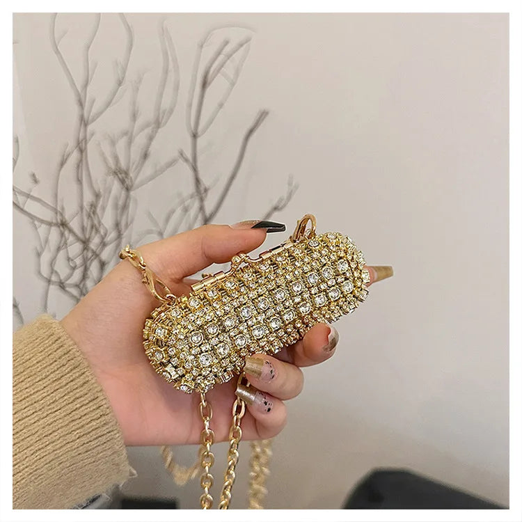 Mini Evening Bags for Women 2025 New Fashion Diamonds Shoulder Bag Ladies Luxury Cute Chain Party Lipstick Crossbody Bag Woman