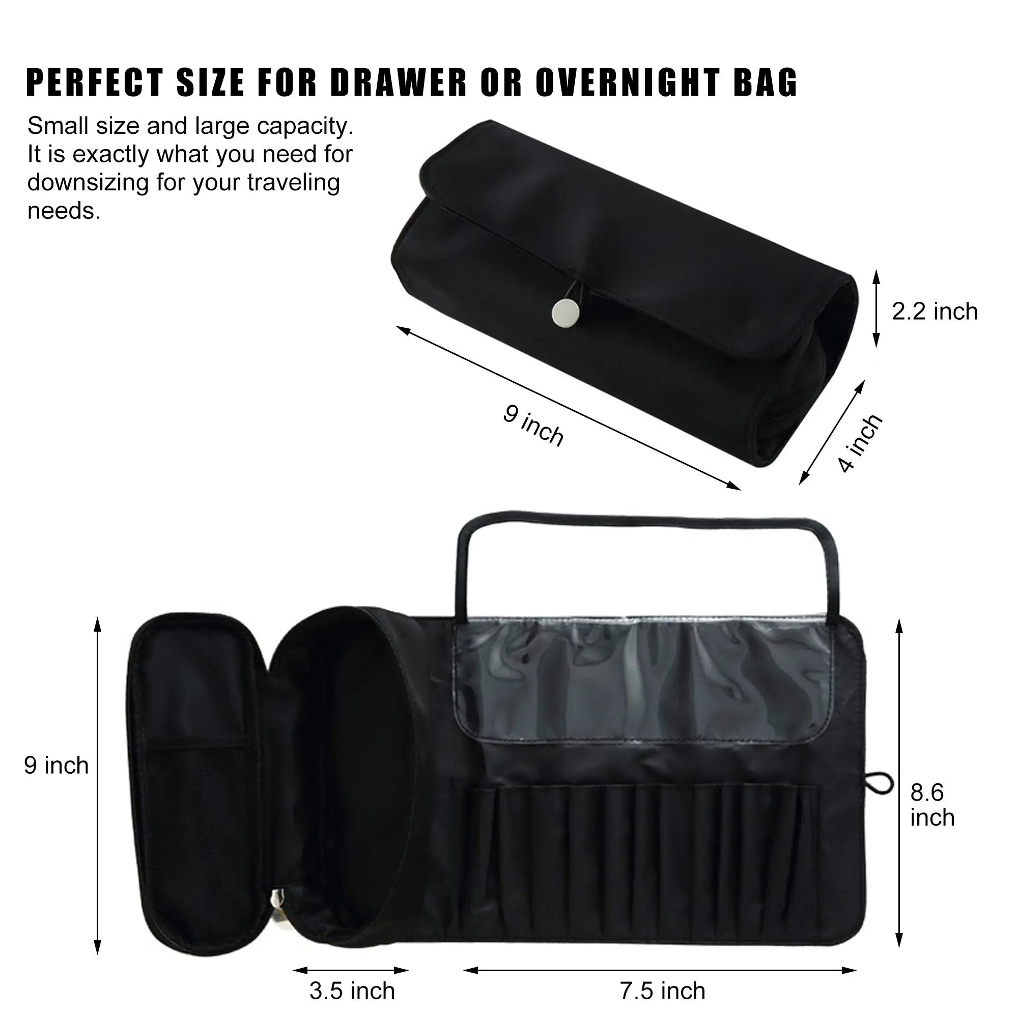 Makeup Bag Women's Cosmetic Brush Bag Travel Organizer Makeup Brushes Fold Tools Rolling Bags Waterproof Nylon Makeup Case