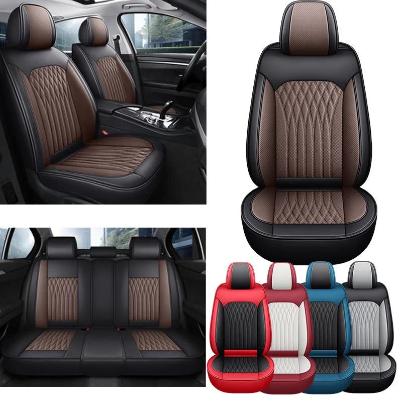 Full Set Car Seat Covers  Full-Wrap Design, Breathable Perforated PU Leather, Universal Fit for Most Sedans, Trucks & SUVs
