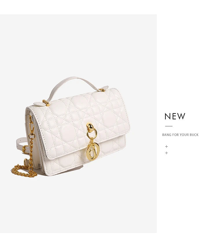 Luxury Black Quilted Handbag Women's Chain Shoulder Bag Designer Crossbody Bags for Women Ladies Elegant Sling Bag for Daily