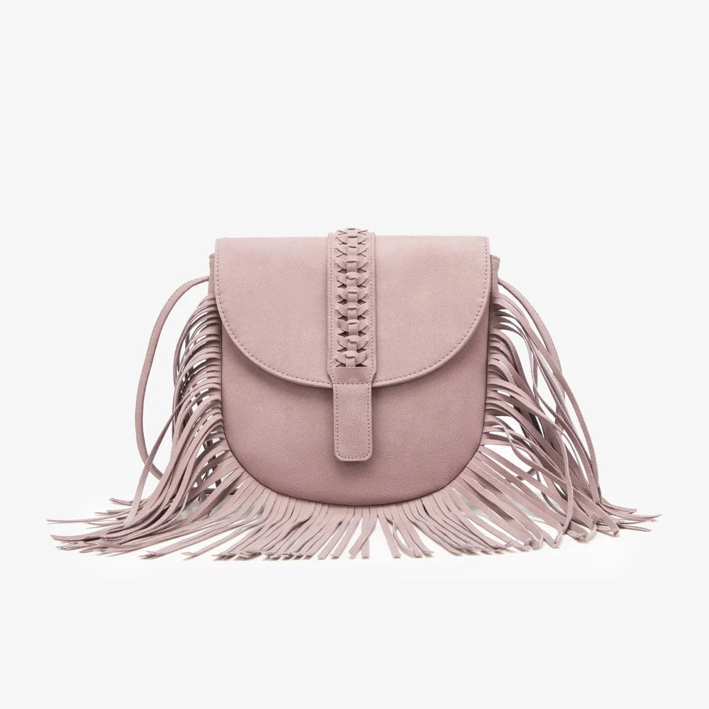 Boho Style Bohemian Fringed Crossbody Bag Versatile Faux Suede Design Shoulder Bag Flip Small Square Bags For Women Daily Travel