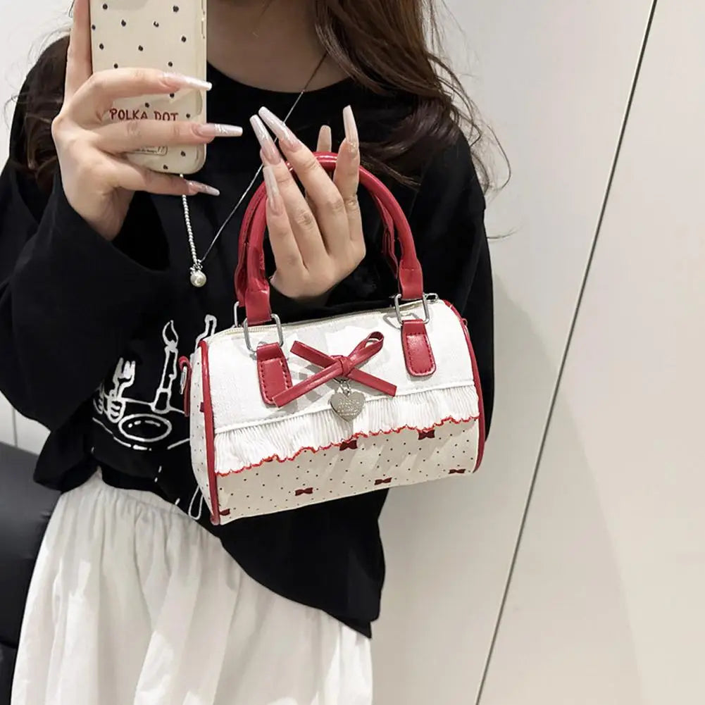 Bow Handbag Large Capacity Waterproof Single Shoulder Bag Adjustable Strap sweet cute Casual shopping Tote Bag