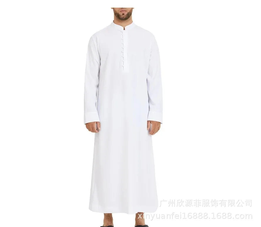 Muslim Loose Collar Saudi Round Collar Hui Robe Arab Middle Eastern Men's Clothing