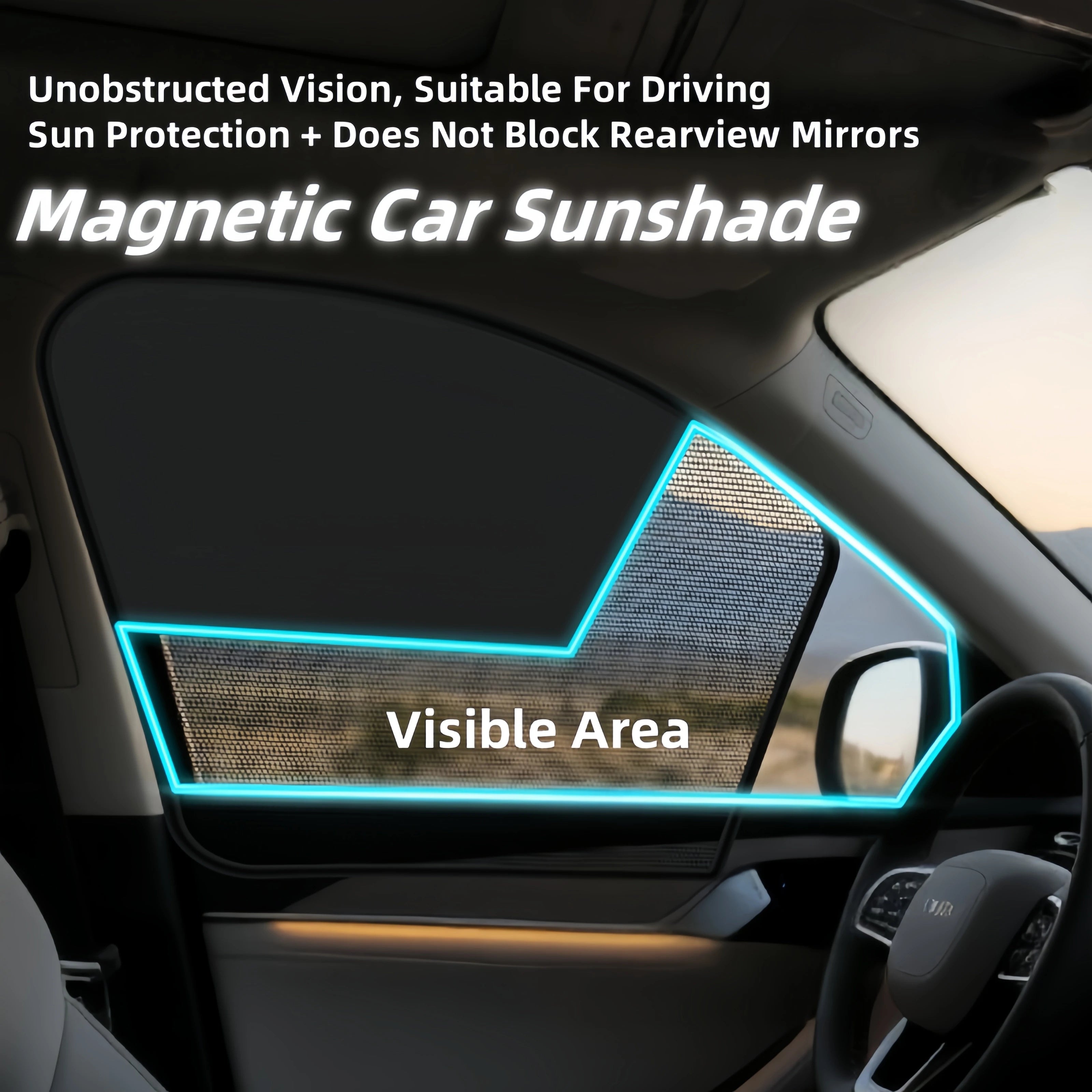Magnetic Car Sun Shade Anti-UV Front/Rear Window Sunshield Shadow Mesh Glass Shading Curtain Auto Interior Car Privacy Shield