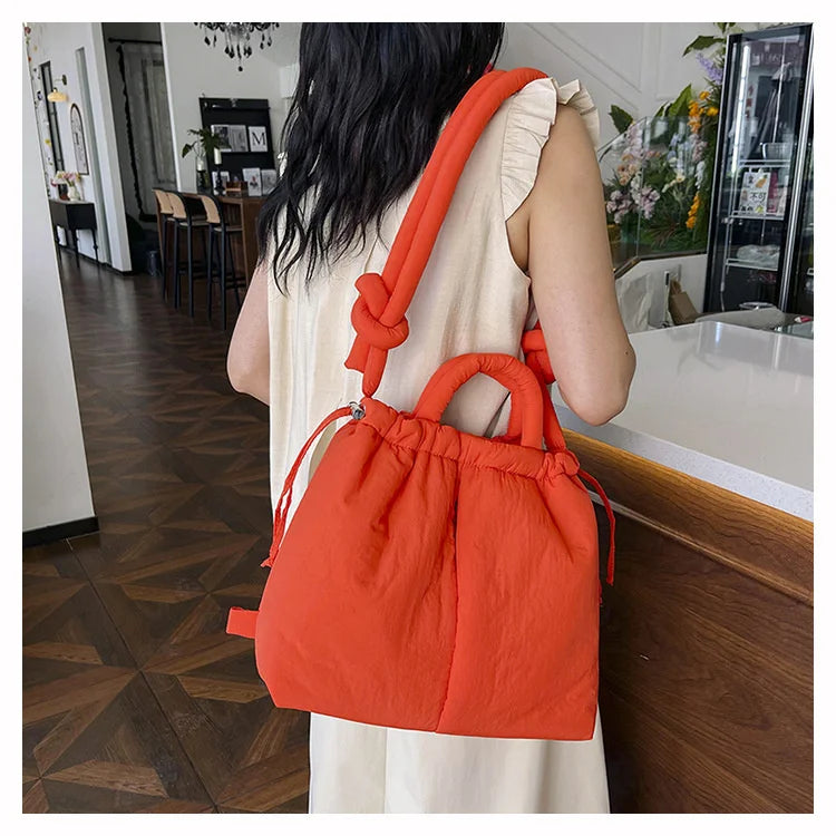 Women Shoulder Crossbody Bags Casual Nylon Padded Tote Bag Designer Soft Puffer Simple Vintage Large Capacity Handbags