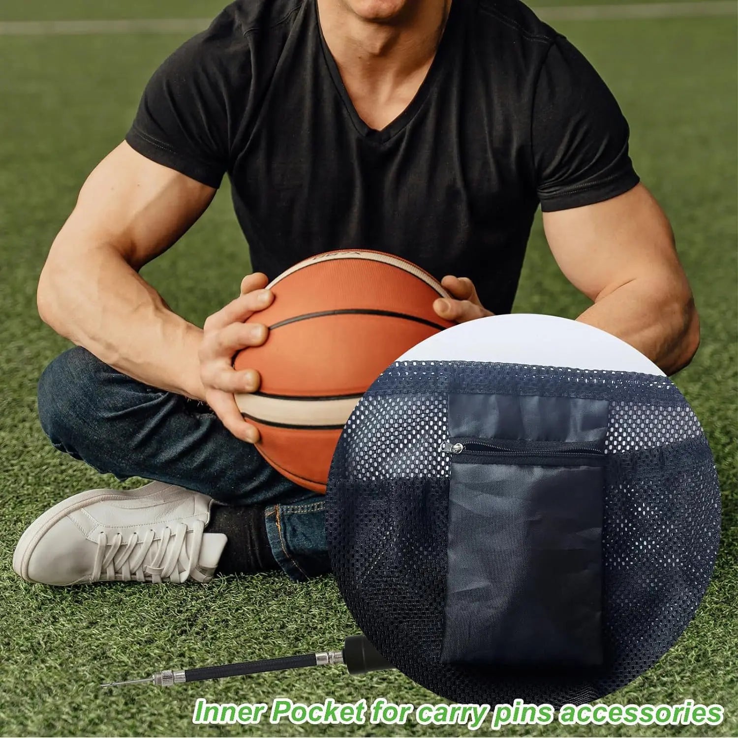 Portable Drawstring Basketball Backpack Mesh Bag Football Soccer Volleyball Ball Storage Bags Outdoor Sports Traveling Gym Yoga