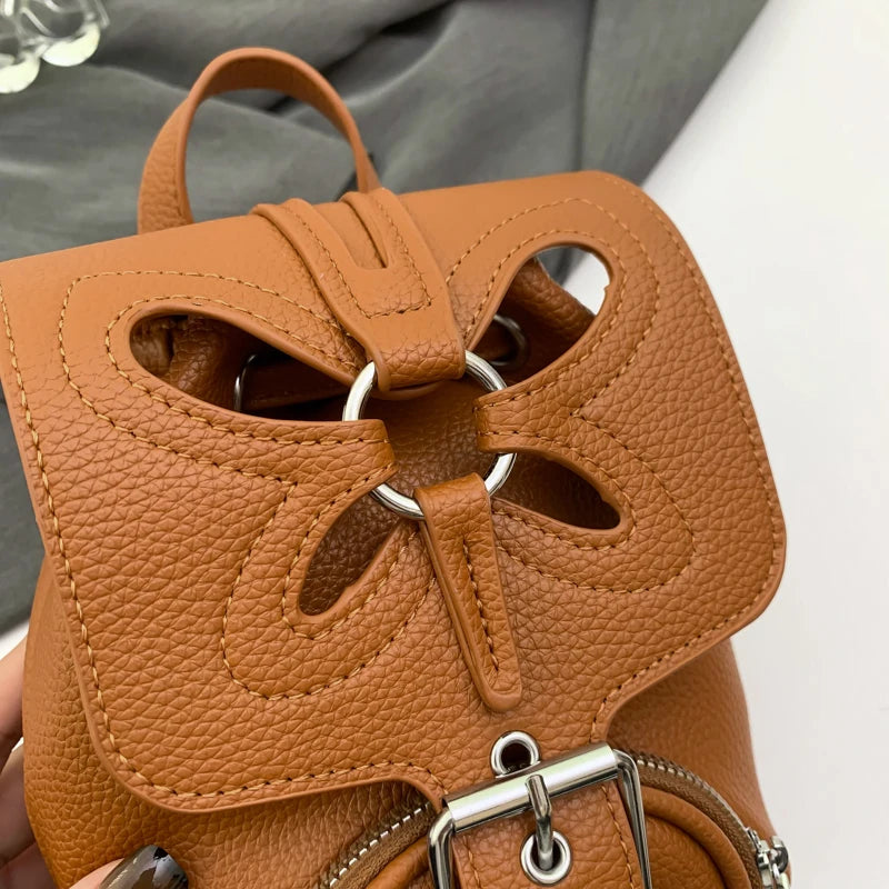 Korean Fashion Backbag Casual Travel Bag Classic Flower Backpack 2024 Pu Leather Women Bags Foreign Trade Bag Women'S Backpack