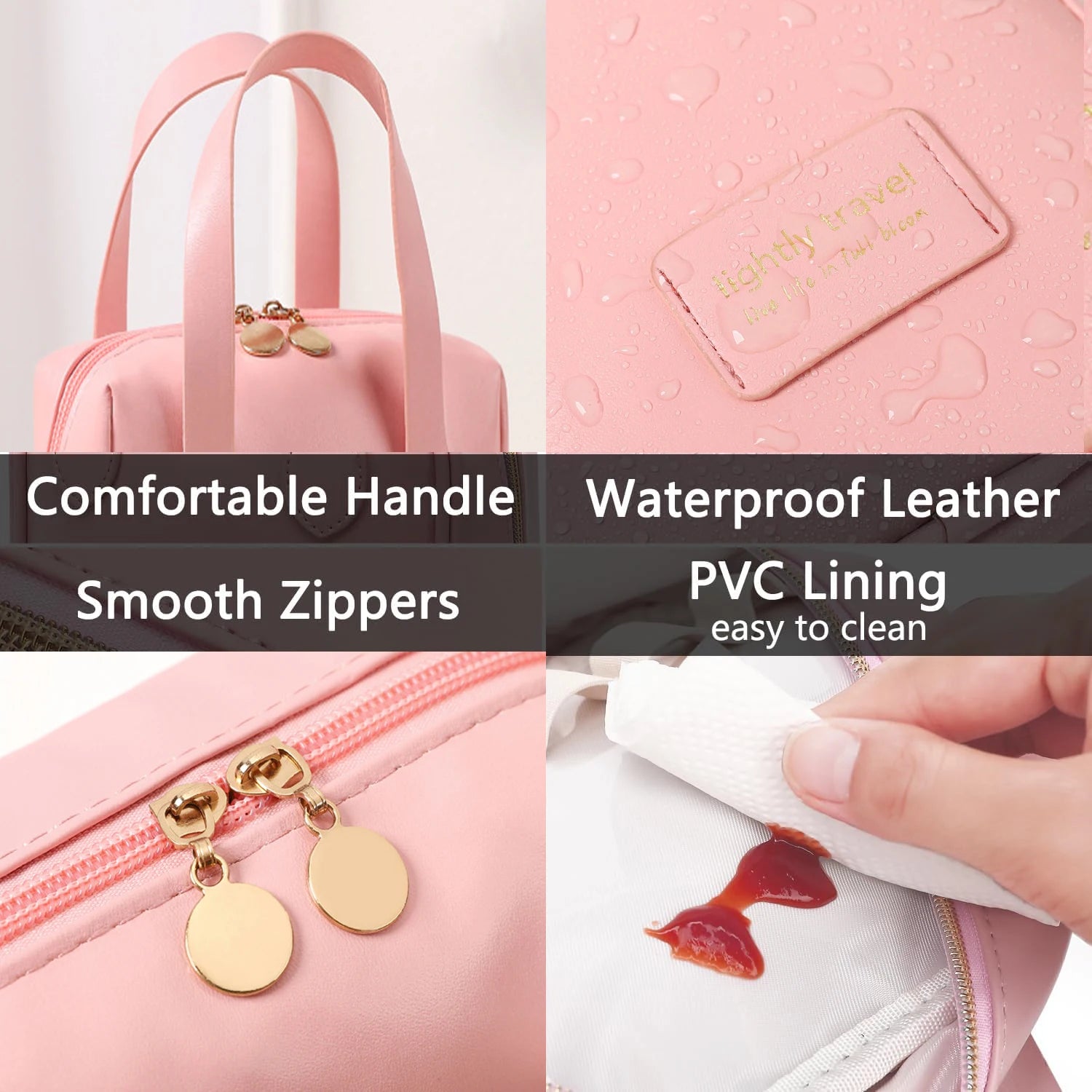 PU Cosmetic Bag Large Capacity Portable Handbag Waterproof Travel Makeup Bag Portable Toiletries Organizer Bathroom Storage Case