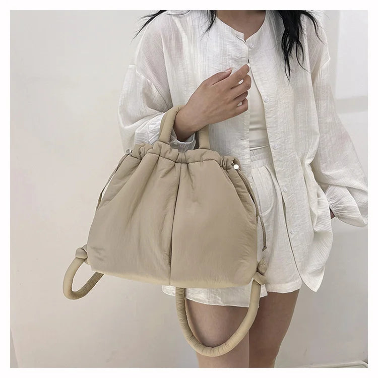 Women Shoulder Crossbody Bags Casual Nylon Padded Tote Bag Designer Soft Puffer Simple Vintage Large Capacity Handbags
