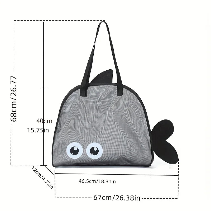 Mesh Beach Bag, Large Beach Tote Pocket for Family Pool Bag for Toys & Vacation Essentials, Beach Must Haves Toys Seashell Bags