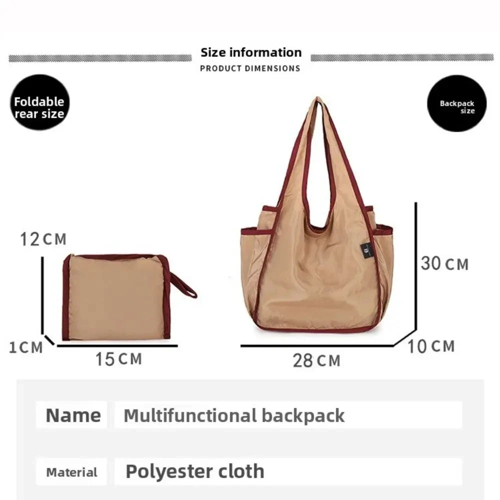 Large Capacity Lady Tote Bag Foldable Thickening Shopping Bag Lightweight Handbag Double-layer Shoulder Bag for Women