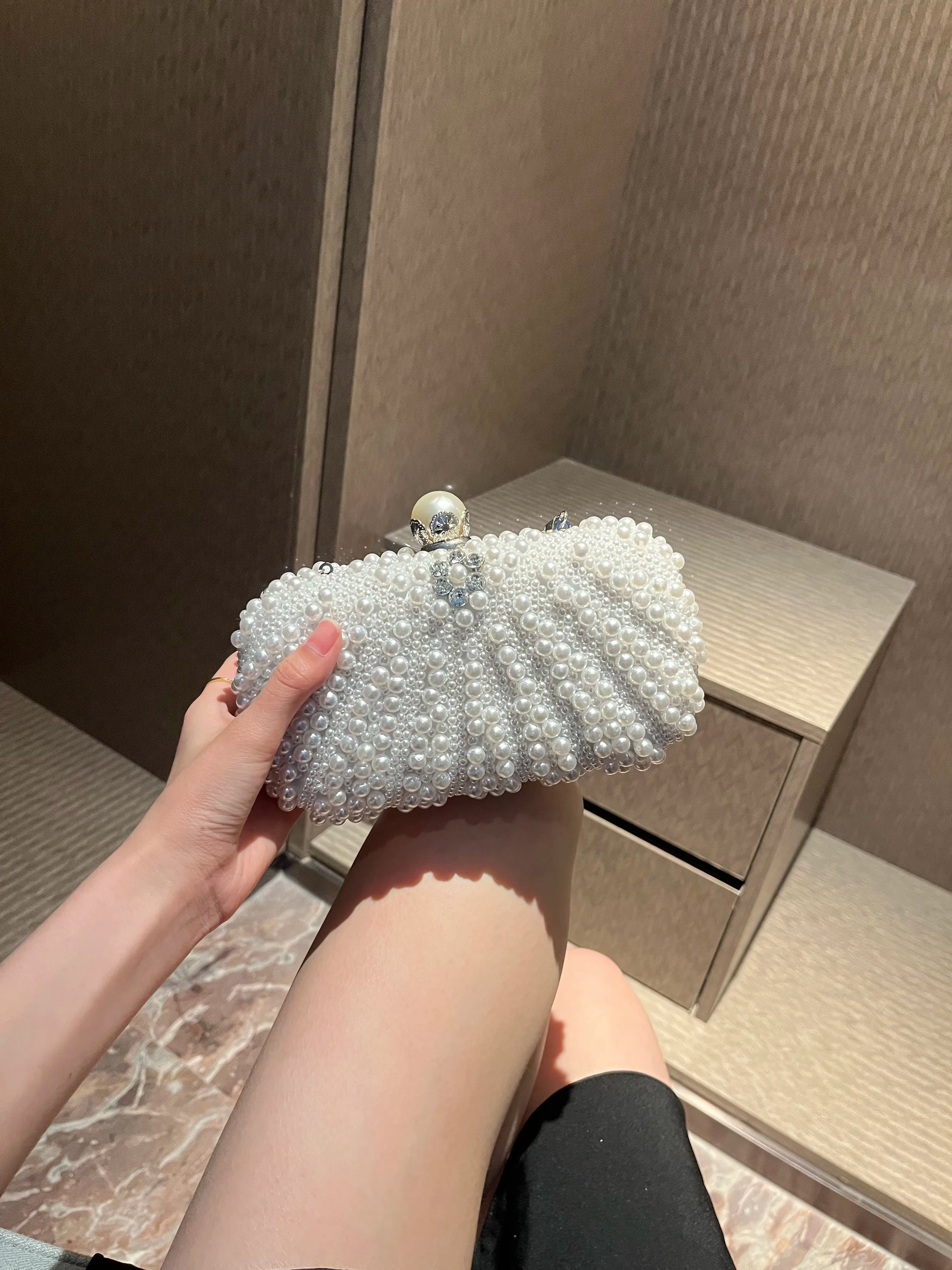 Elegant pearl evening bag, evening dress bag, formal party bag, ball bag, clutch bag, chain bag