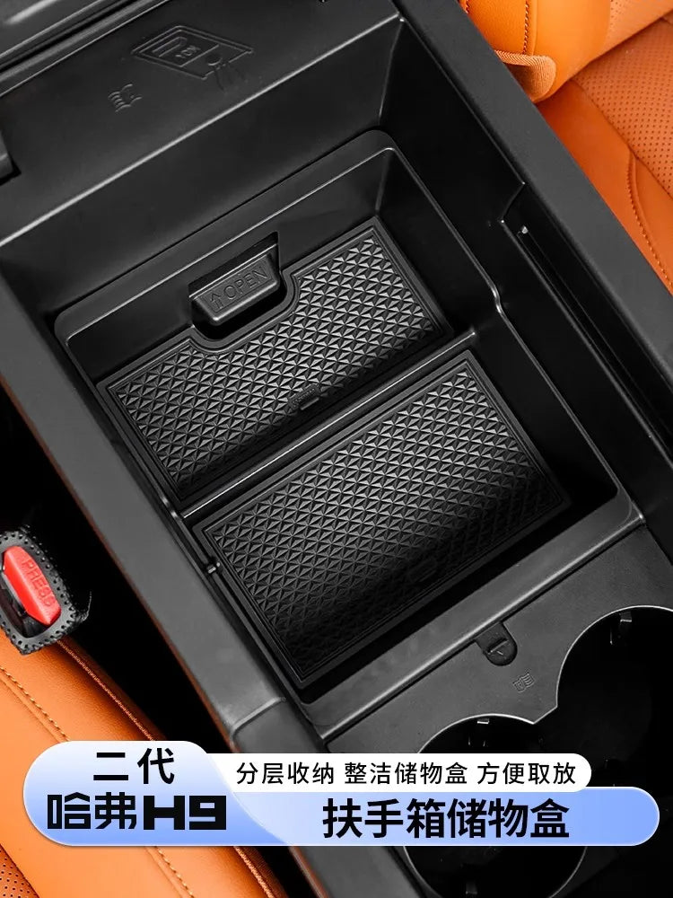 Hidden Storage Box For Great Wall GWM Haval H9 II 2024 2025 2nd Gen Car Center Console Armrest Box Layered Organized Container