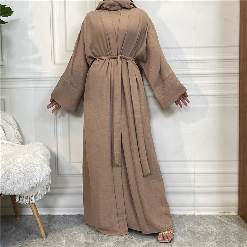 Abaya Women Muslim Long Dresses African Open Kaftan Dubai Turkey 2 Piece Set Luxury Islam Morocco Clothing Caftan Fashion Modest