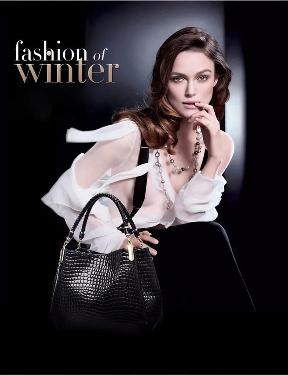 Luxury Ladies Hand Bags Purse Fashion Shoulder Bags Bolsa Sac Crocodile Famous Designer Brand Bags Women Leather Handbags