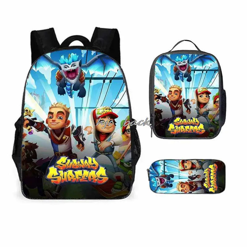 School Bags Girls Boys Subway Surfers Primary Kids School Backpcak 3Pcs Cartoon Schoolbags Kids Mochilas Escolar Infantil Gift