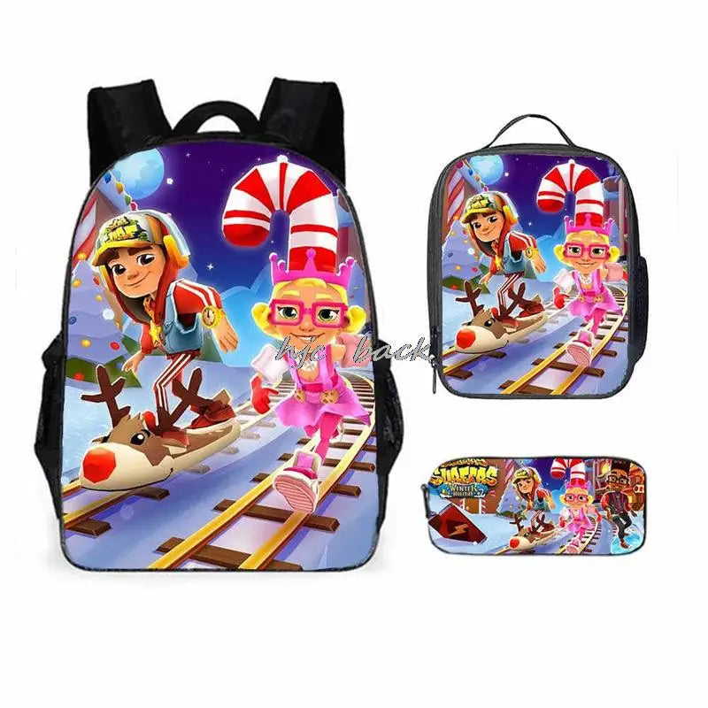 School Bags Girls Boys Subway Surfers Primary Kids School Backpcak 3Pcs Cartoon Schoolbags Kids Mochilas Escolar Infantil Gift