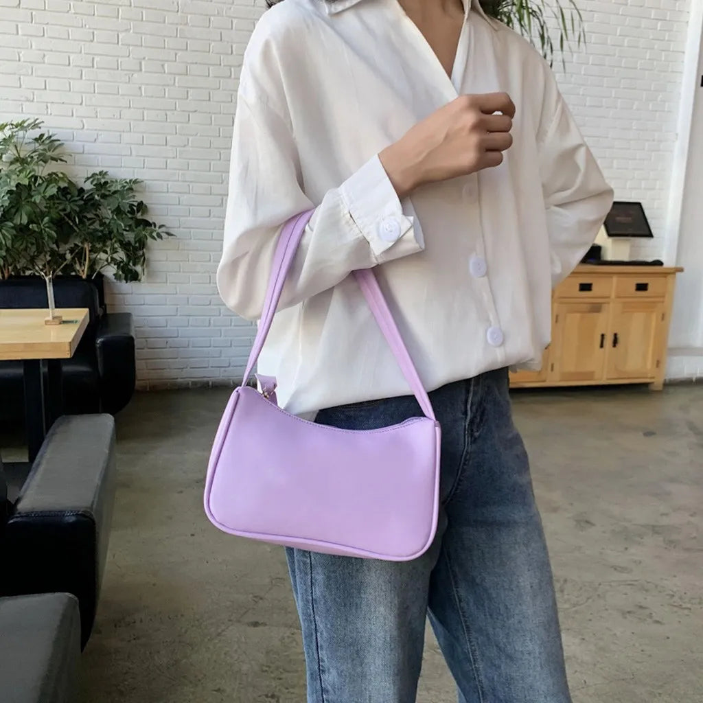 Retro Women Solid Color Zipper Phone Bag Hand Bag Shoulder Bag Armpit Bag Casual 2024 Bags For Women сумка женская